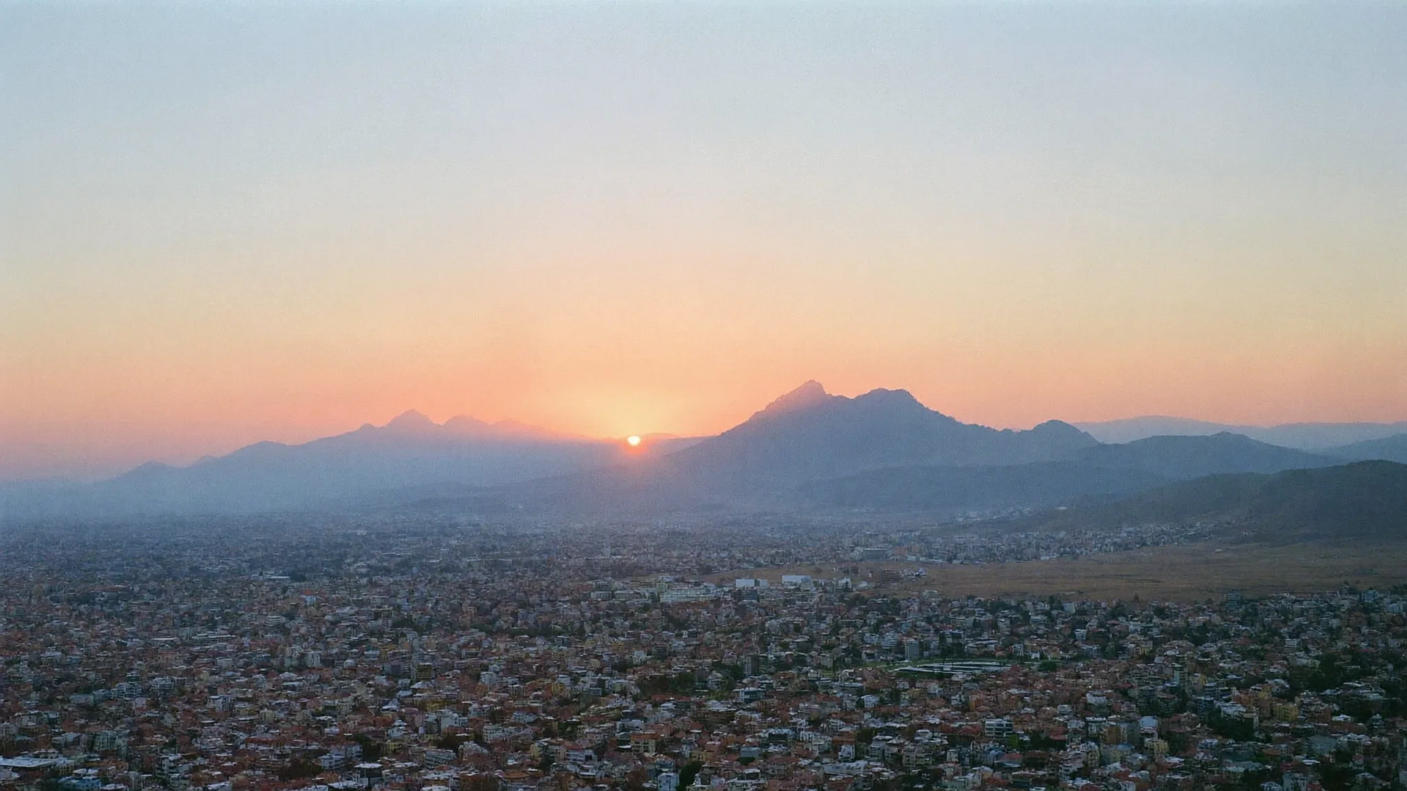 Cochabamba, Bolivia, at dawn, with the Tunari range behind the city